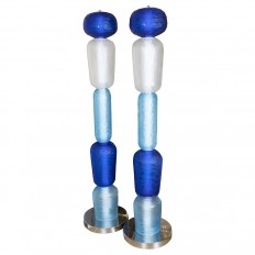 Pair of illuminated Murano glass battuto floor lamps